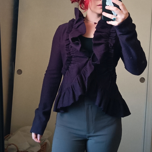 Purple Ruffles Anthropologie Sweater - Picture 3 of 6